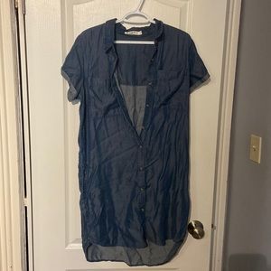 button up denim dress